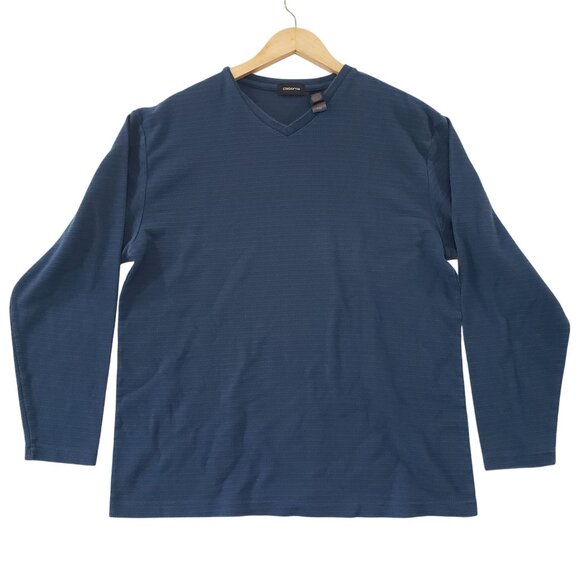 Claiborne Mens Blue Long Sleeve V Neck Shirt Size L Comfortable Casual Basic - Picture 1 of 5